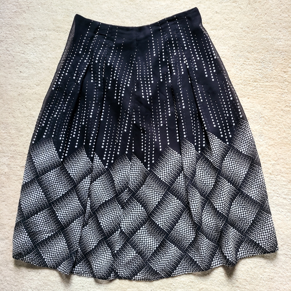 East 5th Black & White Printed A-Line Skirt